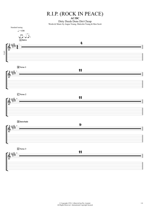 R.I.P. (Rock in Peace) AC/DC guitar pro tab EGuitarIII Full Score mysongbook