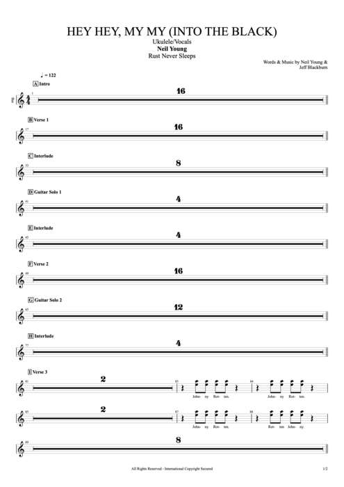 Hey Hey, My My (Into the Black) Neil Young guitar pro tab BackVoc Ukelele y voz mysongbook