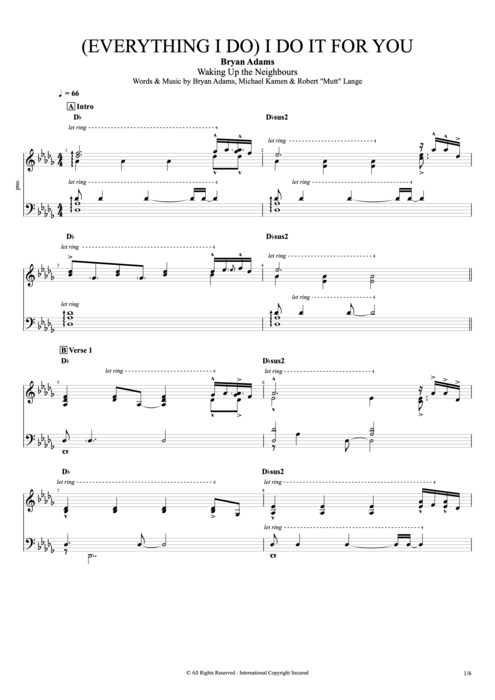(Everything I Do) I Do It for You Bryan Adams guitar pro tab APiano Full Score mysongbook